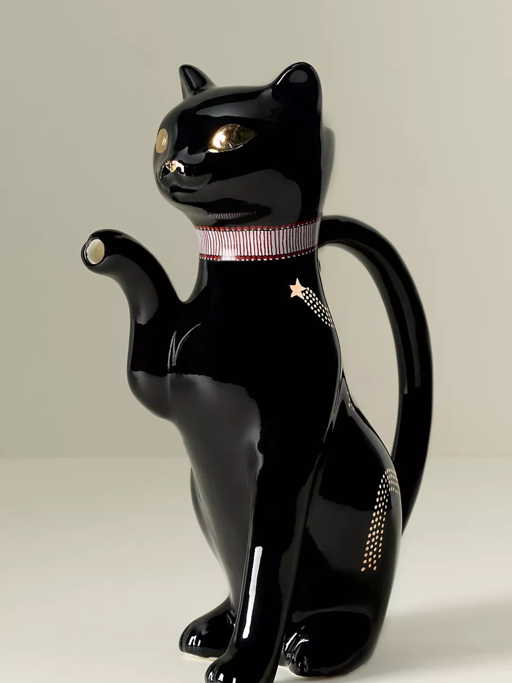 Anthropologie Florence Balducci Black Cat Stoneware Pitcher